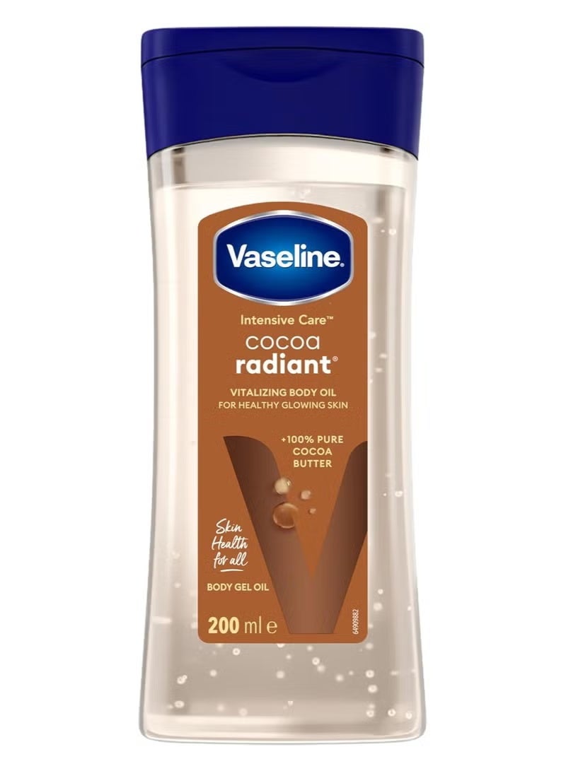 Vaseline Intensive Care Cocoa Radiant Vitalizing Body Oil With 100% Pure Cocoa Butter & Replenishing Oils For Long-Lasting Radiant Glow| Non-Greasy Body Gel Oil for Healthy & Glowing Skin| 200 ml - Image 1